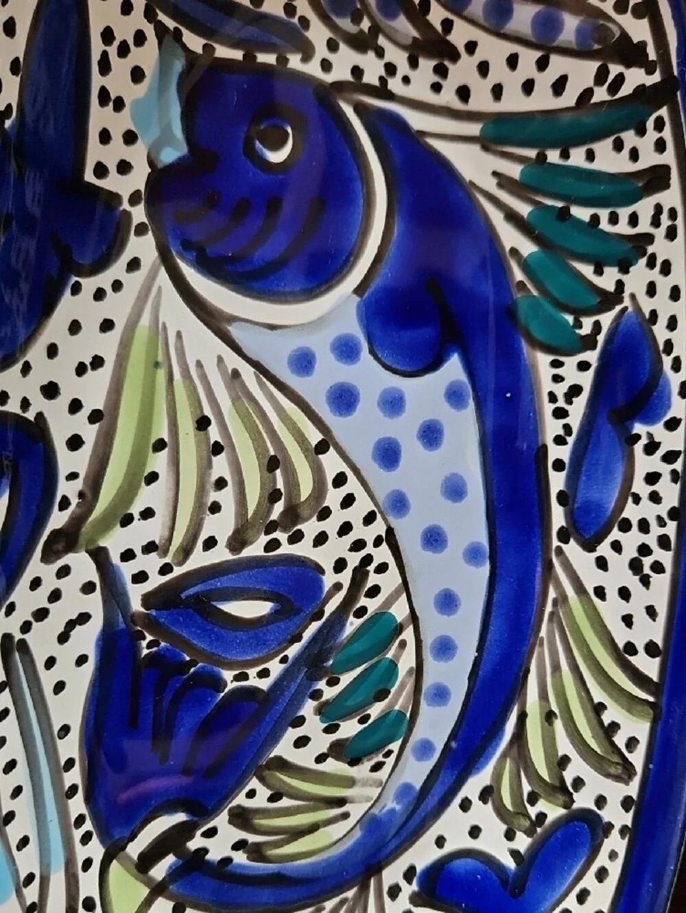 Le Souk Ceramique Tunisia Hand Painted Fish Olive Boat Dish Platter